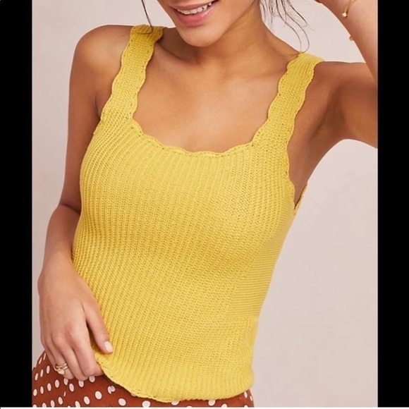 Moth Anthropologie Yellow Newport Sweater Tank, Size L - Picture 1 of 9